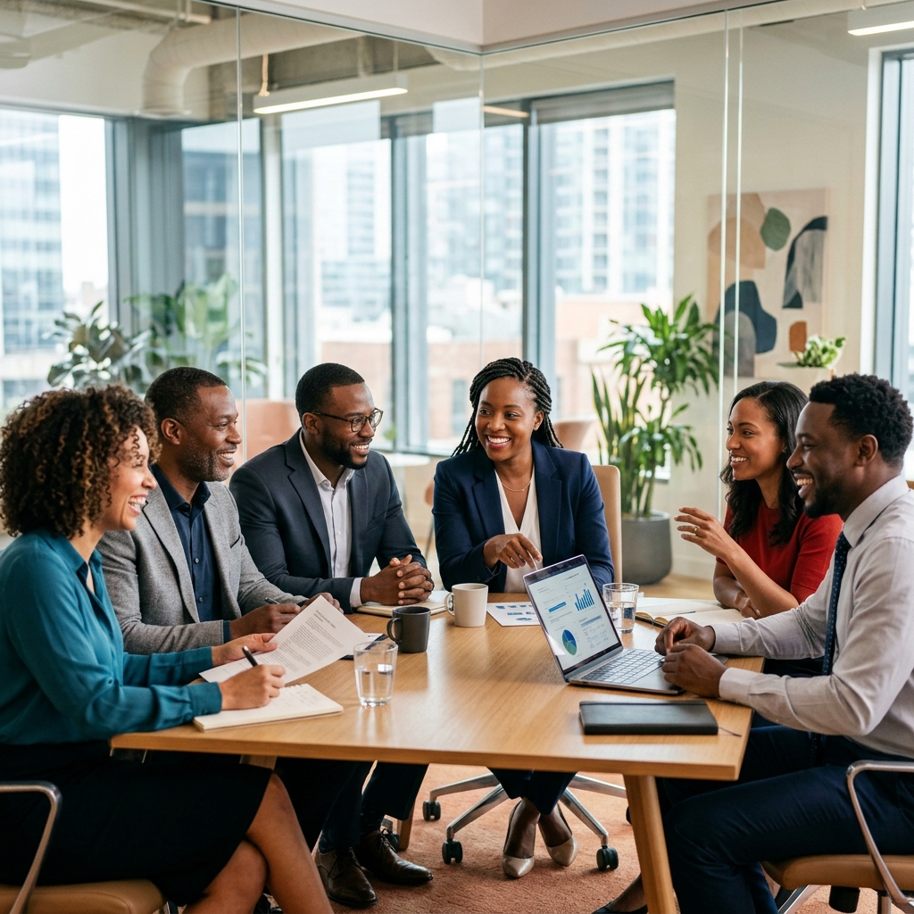Black professionals team meeting